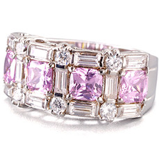 Lenox Eternity Ring Sterling Silver Glamorous 5.5CT Pink/White CZ Size 7 New - £25.95 GBP