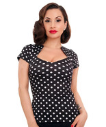 Rock Steady Sophia Top Black/White Polka Dot  EUC Size-XL - $22.52