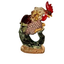 Vintage Majolica Inspired Ceramic Crowing Rooster Glazed Figurine u Farm House D - £89.47 GBP