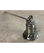 Candle Snuffer Decorated With Bow And Roses Steel Pewter 8" Used Snuffer - $11.87