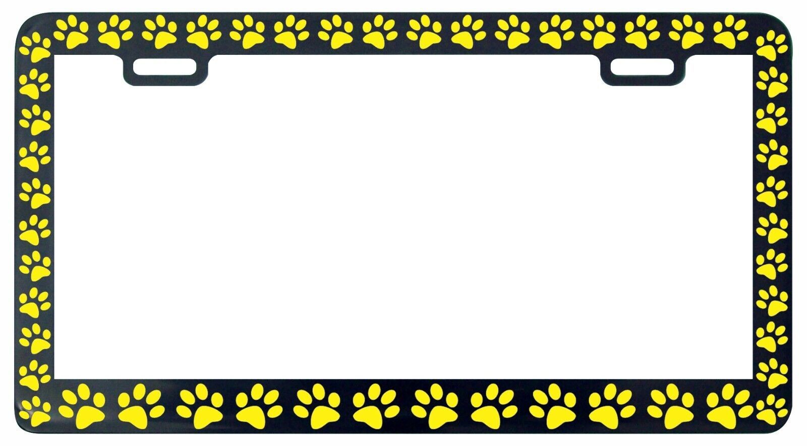Noir Paw Prints Critter Chien Animal Chat Jaune Licence Plaque Cadre - $6.26