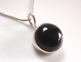 Black Onyx 10 mm Round 925 Sterling Silver Pendant - £9.40 GBP