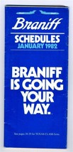 Braniff Airlines Schedule January 1982 Going Your Way Timetable Texas Class - £10.89 GBP