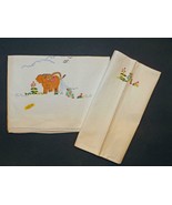 ADORABLE HAND-EMBROIDERED TOP CRIB SHEET &amp; MATCHING PILLOWCASE from CHIN... - £23.89 GBP
