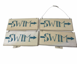 Lot of 4 Primitives by Kathy Small Banner Sign SWIM Cottage Beach Coastal - $11.83