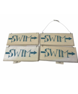 Lot of 4 Primitives by Kathy Small Banner Sign SWIM Cottage Beach Coastal - £9.34 GBP