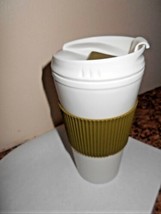 Hard Plastic Travel Cup Mug  Green Flip Top Soup  - $5.71