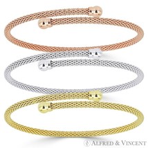 5mm Bead 3mm Popcorn Link Cuff Bypass Bangle .925 Italy Sterling Silver ... - $50.04