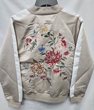 Forever 21 Champagne Embroidered Floral Satin Jacket Large New With Tags, Zip Up - £20.03 GBP