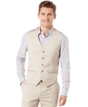 Perry Ellis Mens Texture Vest - Natural Linen, Size Small - $30.69