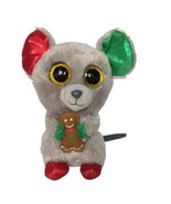 Ty Beanie Boo Mac Gray Christmas Mouse Gingerbread Stuffed Animal 2016 6.5&quot; - $21.87 CAD