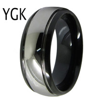 Wedding Jewelry Silver Center Black Domed New Tungsten Rings for Men&#39;s Bridegroo - £29.27 GBP