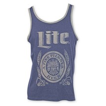 Miller Lite Beer Logo Men&#39;s Blue Retro Tank Top Blue - £28.13 GBP+