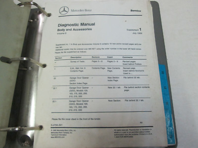 Manuale Di Servizio Supplementare Per Carrozzeria E Accessori Mercedes A... - $83.98