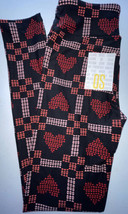 NEW LuLaRoe OS One Size (2-10) Black Red Pink Peach Heart Valentine Legg... - £19.69 GBP