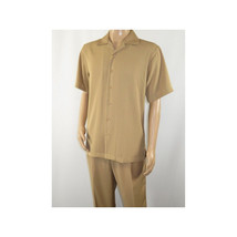 Mens INSERCH 2pc Walking Leisure Suit Shirt Pants Set Short Sleeves 9356 Khaki image 5
