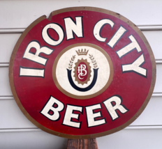 Iron City Beer Pittsburgh Brewing Co Round Bar Display PA Sign Thick Cardboard - £197.80 GBP