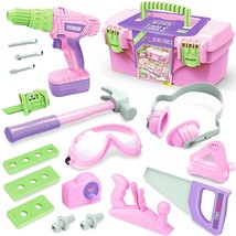 Kids Tool Set, Girls Tool Set Pretend Play Construction Toy Tool With Tool Box,  - £51.92 GBP