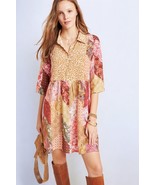 Kachel Anthropologie Womens Benedetta Silk Tunic Dress Patchwork - Size 4 - £123.73 GBP