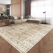 Homfine Machine Washable Rug 5&#39;X7&#39; - Vintage Design Area Rugs With, Beige Brown - $77.99