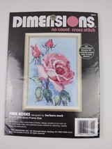 1993 DIMENSIONS &quot;Pink Roses&quot; No Count Cross Stitch Barbara Mock - £5.84 GBP