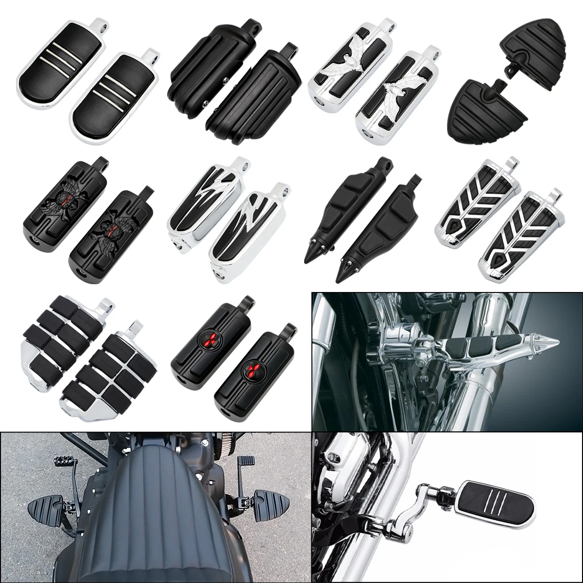 Male Mount Motorcycle Rubber Footrest Footpegs Floorboard For Harley Iron XL 883 - £11.98 GBP+