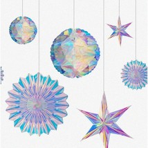 Shimmering Celebration Kit: Iridescent Honeycomb Balls, Paper Fans, Snow... - $32.66