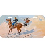FREDERICK REMINGINTON OLD WEST COWBOY ON GUARD MILITARY CAR METAL LICENS... - $16.82
