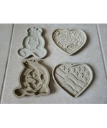 Pampered Chef Family Heritage Stoneware Cookie Molds- set of 3 + 1997 Bu... - £20.42 GBP