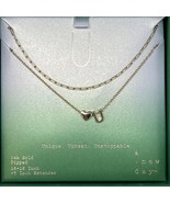A New Day Gold Tone Layered Letter Initial U Necklace Paperclip Heart Charm - $187.53 MXN