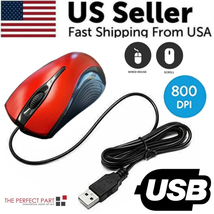 USB 2.0 Optical Wired Scroll Wheel Mouse for PC Laptop Notebook Desktop Red Mice - £7.98 GBP