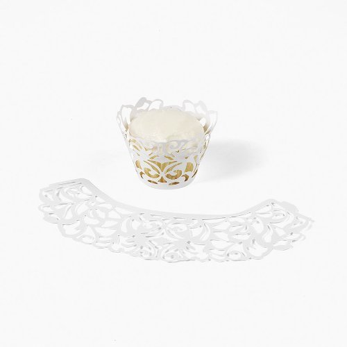 White Laser Cut Cupcake Collars Wrappers - 12 ct - $0.62