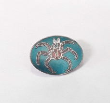 Crab Blue Round Enamel Lapel Pin - £4.61 GBP