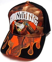 Duck Hunter Orange Camo &amp; Black Flames Hunting Hat Cap Adult Men&#39;s (Style 1) - £11.76 GBP