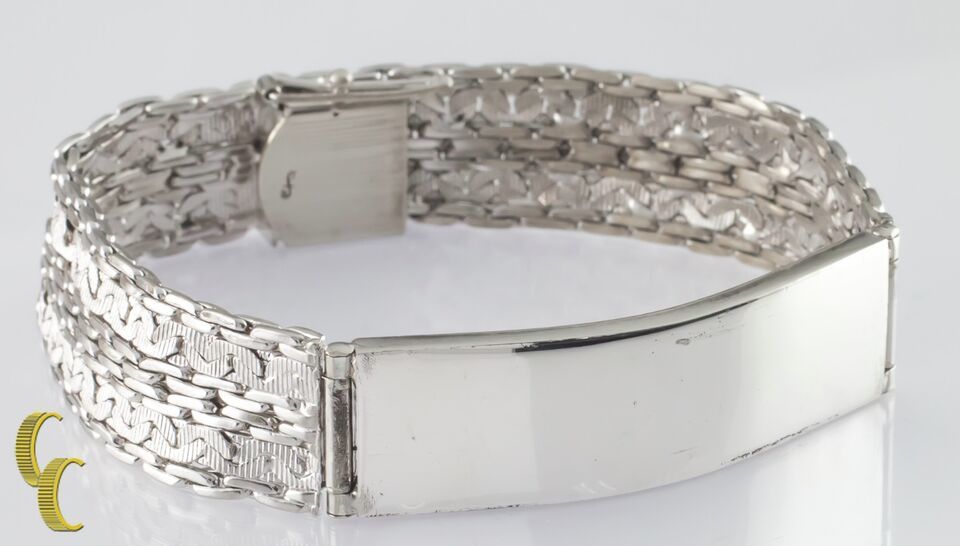 Primary image for Sterling Silver Ornate Mesh ID Bracelet 51.6 Grams Unengraved 7.75"