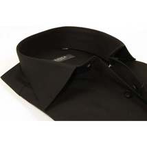 Men's Shirt Hankie CASILA Turkey Cotton Blend Long Sleeves 501460-02 Solid Black image 2