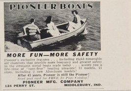 1954 Print Ad Pioneer Metal Boats Buoyancy Middlebury,Indiana - $7.18