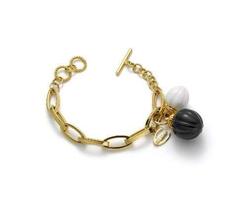 Just Cavalli Black and White Acorn Gold Plated 8&quot; Link Bracelet - £149.56 GBP
