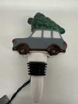 Threshold Car with Christmas Tree on the Roof Bottle Stopper, gray  cera... - $9.85