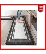 Sets of 2 Cushioned Anti-Fatigue Kitchen Rugs - Black &amp; Grey Farmhouse S... - $99.16 CAD