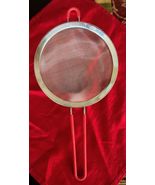 Large 8&quot; Fine Mesh Strainer Stainless Steel Red Silicone Handle Unmarked - $360.13 MXN