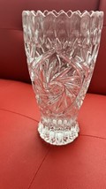 Cristal d&#39;Arques Longchamp Lead Crystal Flower Vase 9&quot; Tall Scalloped Rim - £18.84 GBP