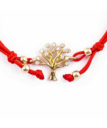 Bracelet à cordon rouge Kabbale, or 14 carats, arbre de vie, zircone,... - £115.65 GBP