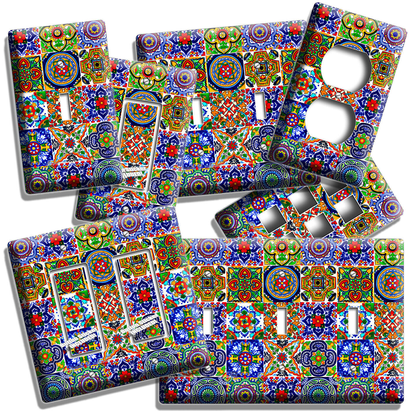 MEXICAN TALAVERA TILE LIGHT SWITCH OUTLET WALL PLATE KITCHEN FOLK ART RO... - $8.99+