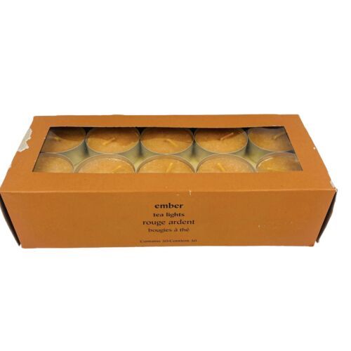 Pier 1 Imports Ember Rouge Ardent Tea Lights Candles 30 Ct Rare Scent Orange NOS - $24.65