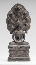 Ancien Khmer Style Bronze Assis Méditation Naga Statue de Bouddha - 44cm/18 &quot; - £895.43 GBP