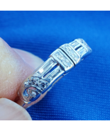 Earth mined Diamond Deco Wedding Band Antique Platinum Bridal Hand made Ring 5.5 - $2,465.25
