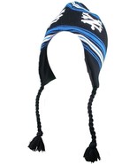 Zoo York Logo Striped Fair Black Blue White Tassel Fleece lined Beanie S... - £10.15 GBP