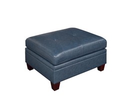 Contemporary Genuine Leather 1pc Ottoman Ink Blue Living Room Furniture - £332.39 GBP