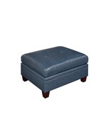 Contemporary Genuine Leather 1pc Ottoman Ink Blue Living Room Furniture - £333.09 GBP